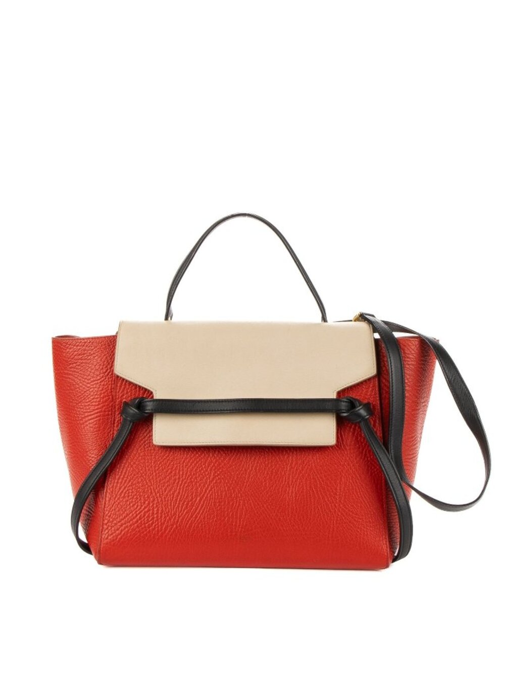 Celine Tricolor Belt Bag Red Beige Black Spike Calfskin Leather